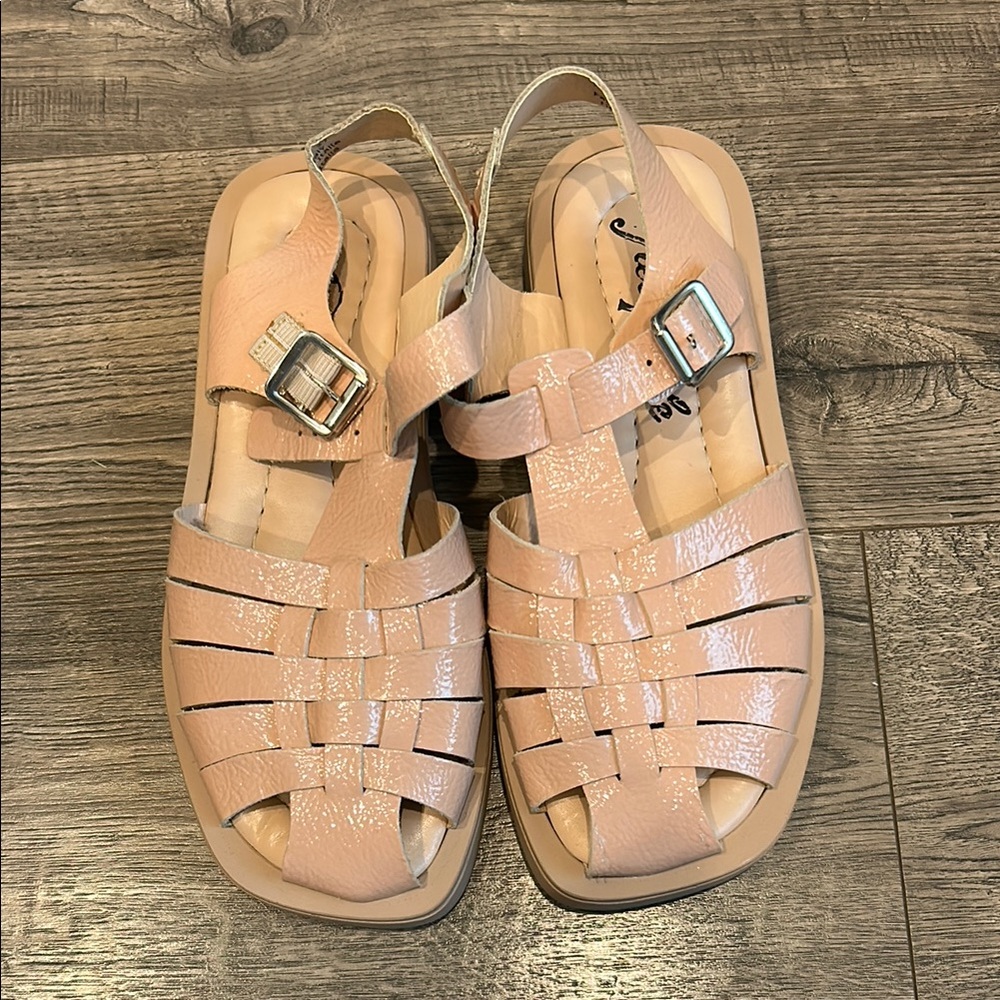 Free People Finn Fisherman Platform Sandals-Color Is Champagne Pink Size 37